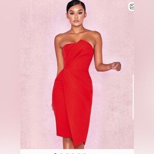 House of CB London Uma Red fold front dress sz 8-10